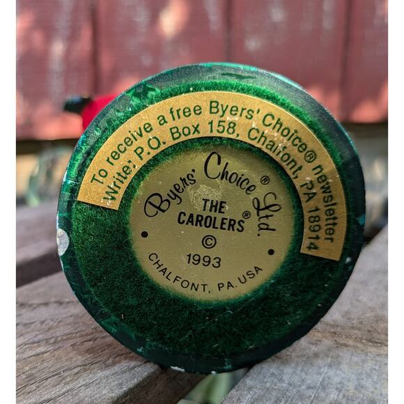 Byers' Choice Caroler 1993 Vintage Schoolboy Metal Lunch Pail & Books Red Jacket - Picture 10 of 10